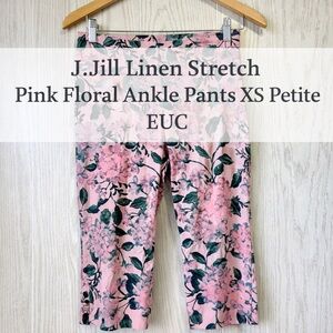 J.Jill Linen Stretch Pink Floral Ankle Pants XS Petite EUC